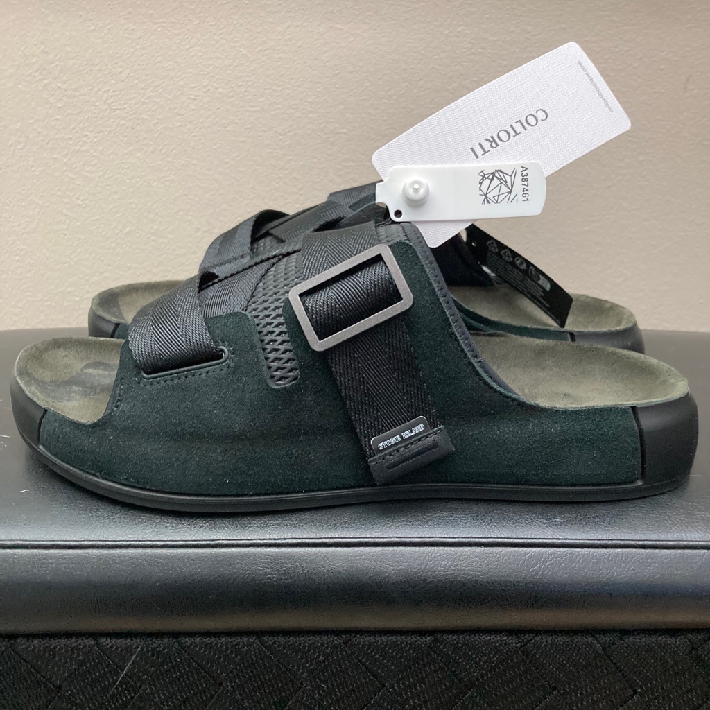 Brand New Stone Island Shadow Sandal With Suede Mens Size 43 Black